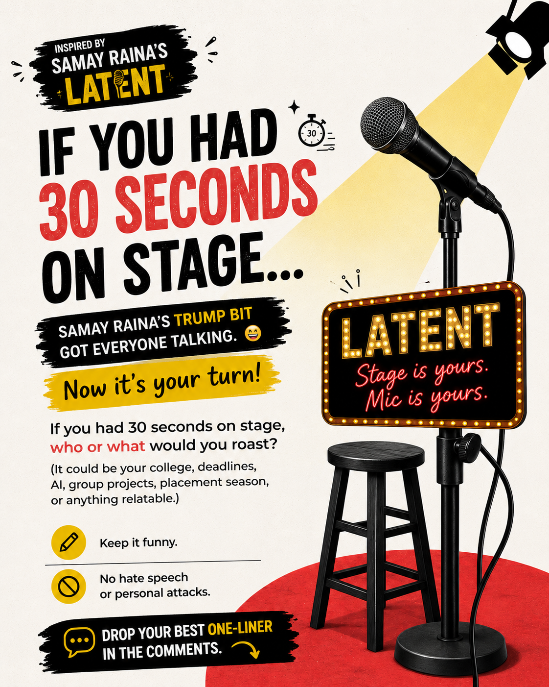 If You Had 30 Seconds on Stage.....